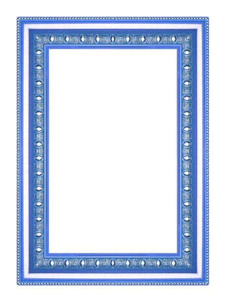 istock The antique blue frame on the white background 808076028
