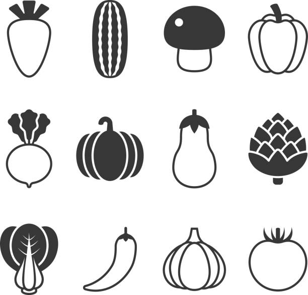 vegetable Vector vegetable icons set Artichoke stock illustrations