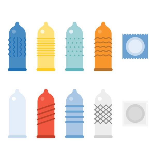 stockillustraties, clipart, cartoons en iconen met condoom collecties icons set - condoom