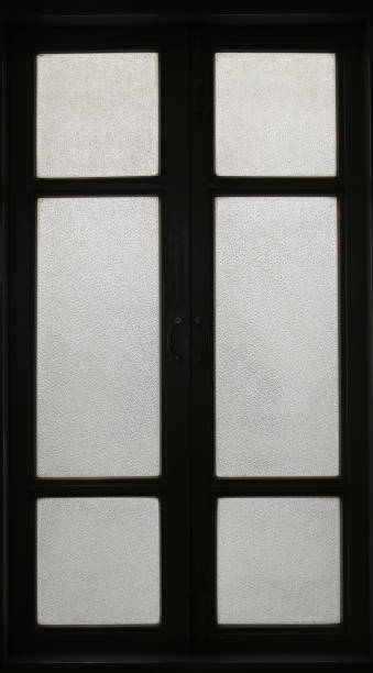istock Black windows with glass surface texture, frosted glass. 808121044