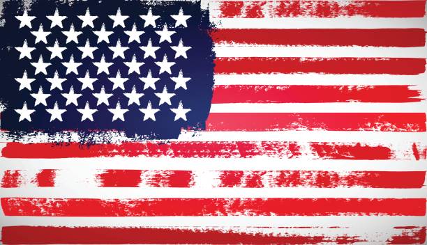 grunge amerikanische flagge. - american flag fourth of july watercolor painting painted image stock-grafiken, -clipart, -cartoons und -symbole