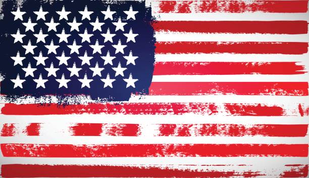 ilustrações, clipart, desenhos animados e ícones de bandeira americana grunge. - american flag fourth of july watercolor painting painted image