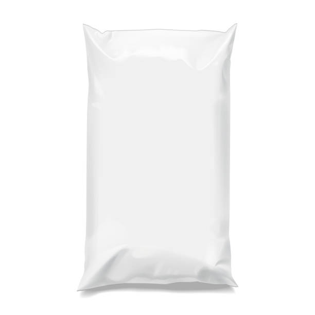 essen snack kissen realistische paket. - blank paper bag packaging package stock-grafiken, -clipart, -cartoons und -symbole