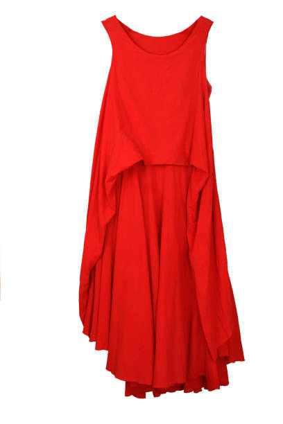 istock Hanging  red dress  on the white background 808174104