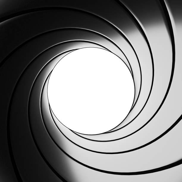 istock Gun barrel effect - a classic James Bond 007 theme - 3D rendering 808195440