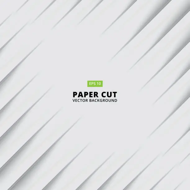 Vector illustration of Abstract siagonal paper cut with shade light white background, Vector