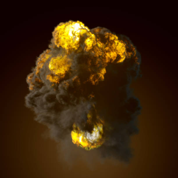 istock Explosion mushroom shape cloud with fire and smoke illustration 808197524