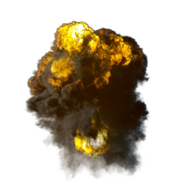 istock Explosion mushroom shape cloud with fire and smoke illustration 808197938