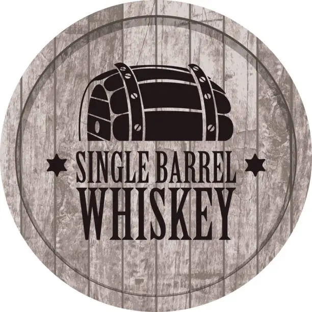 Vector illustration of banner with a barrel of whiskey in retro style