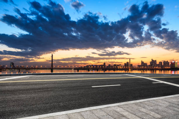istock Asphalt road and sky cloud landscape at sunset 808219380