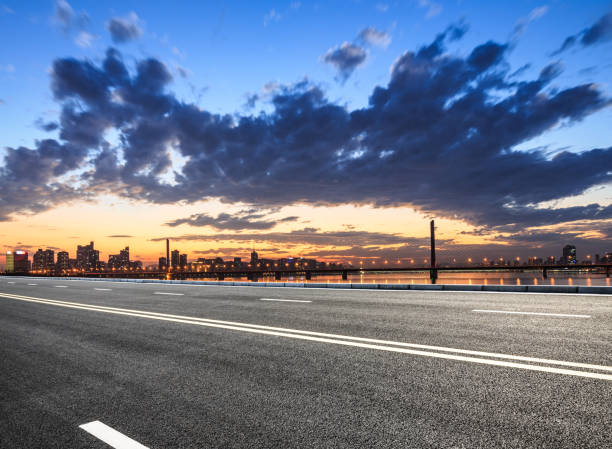 istock Asphalt road and sky cloud landscape at sunset 808233870