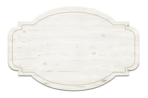 Wooden label isolated over white background