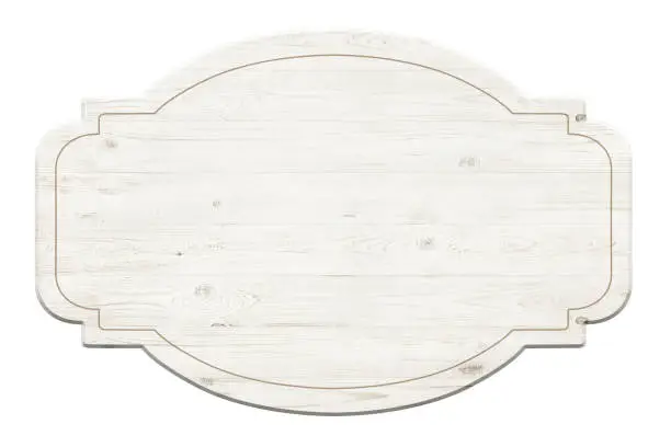 Wooden label isolated over white background