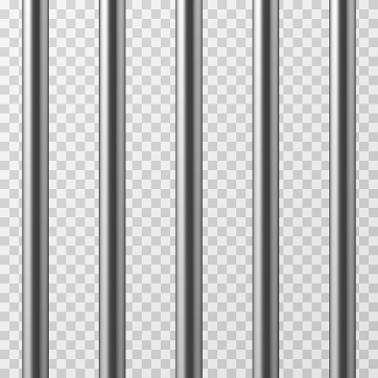 Realistic metal prison bars. Jailhouse grid isolated vector illustration. Prison bar steel, iron jail cage