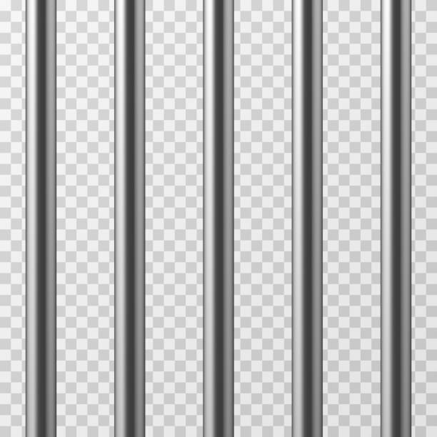 Realistic metal prison bars. Jailhouse grid isolated vector illustration Realistic metal prison bars. Jailhouse grid isolated vector illustration. Prison bar steel, iron jail cage grill rods stock illustrations