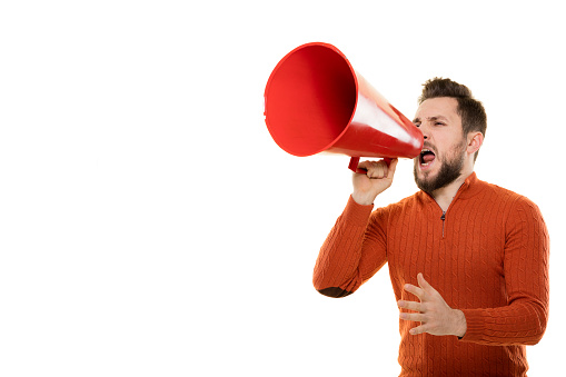 Man shouting into megaphone
