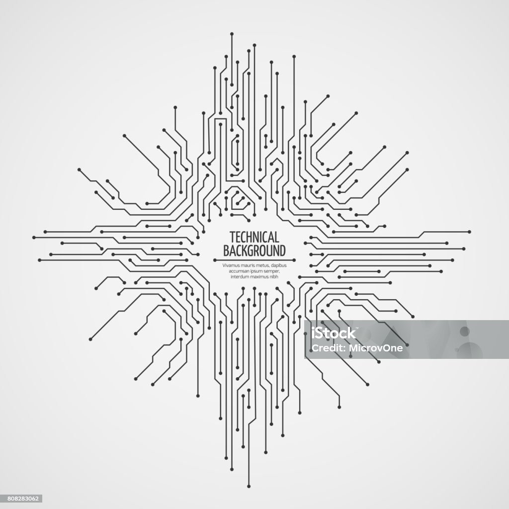 Computer Motherboard Vektor Hintergrund mit elektronischen Elementen Platine - Lizenzfrei Schaltkreis Vektorgrafik