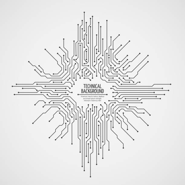 illustrations, cliparts, dessins animés et icônes de fond de vecteur ordinateur carte mère avec des éléments électroniques de circuit imprimé - carte mère