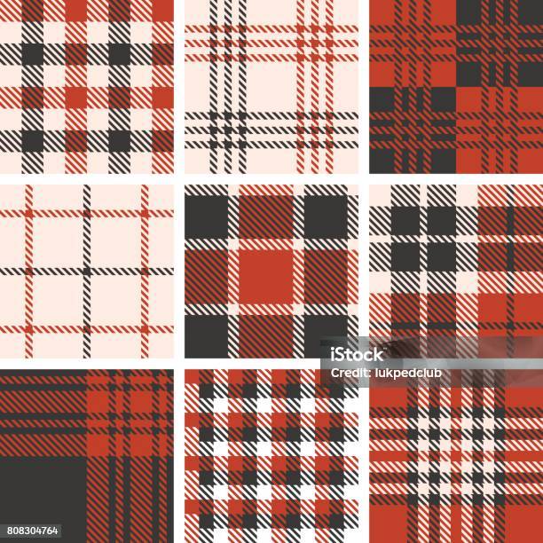 Set Of Tartan Seamless Pattern Vintage Style Set 1 Stock Illustration - Download Image Now