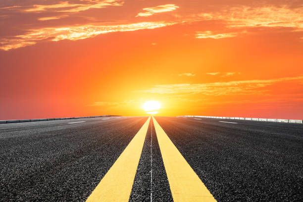 istock Asphalt road and sky cloud landscape at sunset 808312570