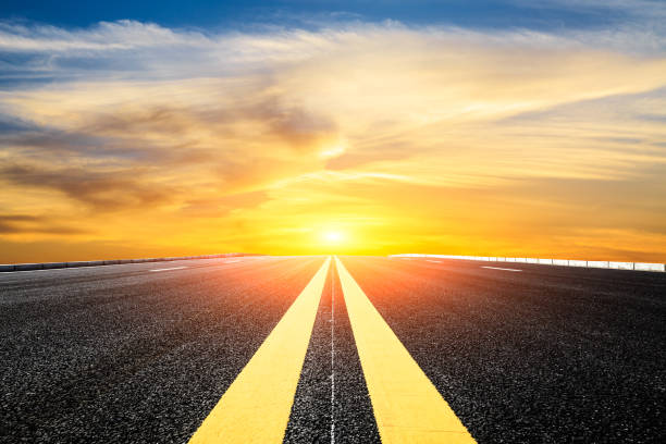 istock Asphalt road and sky cloud landscape at sunset 808330140