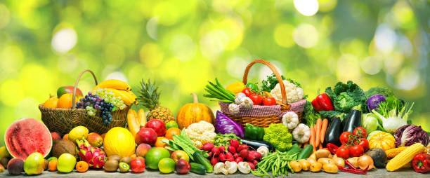 istock Vegetables and fruits background 808330346