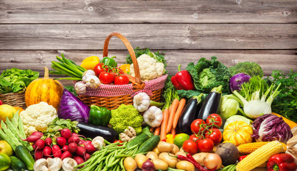 istock Vegetables and fruits background 808330628