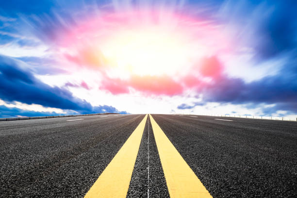 istock Asphalt road and sky cloud landscape at sunset 808335598