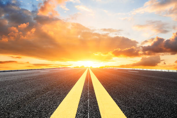 istock Asphalt road and sky cloud landscape at sunset 808351830