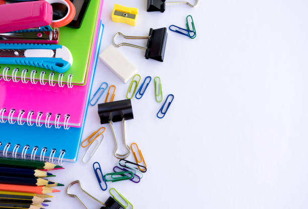 istock Office supplies on white background 808359788
