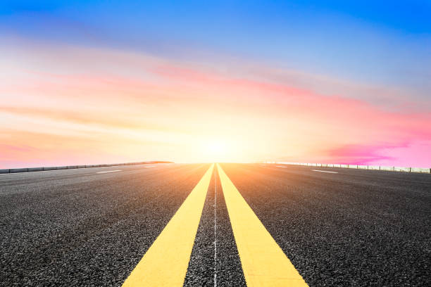 istock Asphalt road and sky cloud landscape at sunset 808364246
