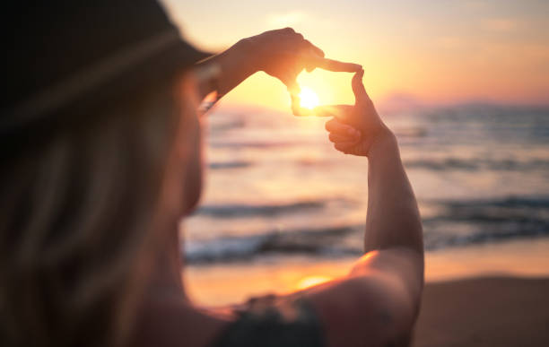 istock Searching for best composition standing near sea at sunset 808368708