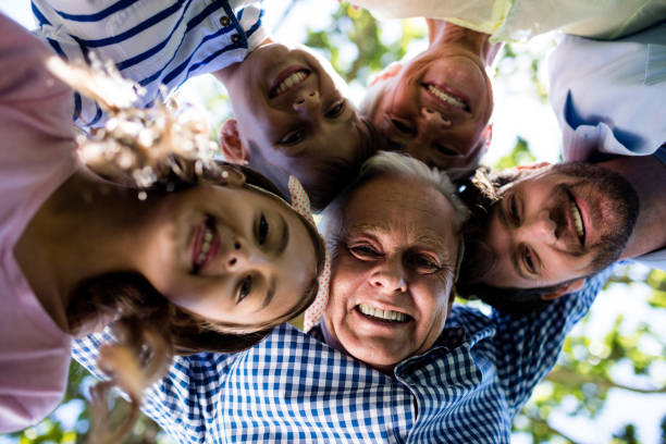 istock Multi generation family forming a huddle in park 808380338