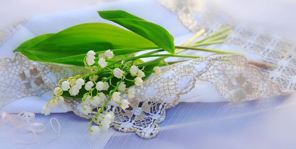 Lily of the valley bouquet on the table