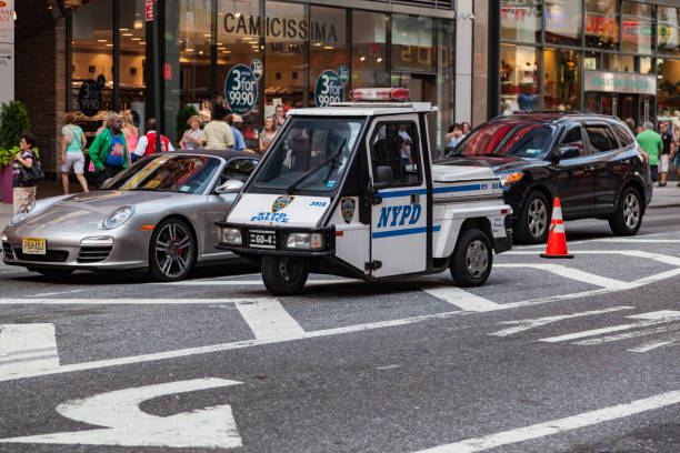 An electrical police car on the street.