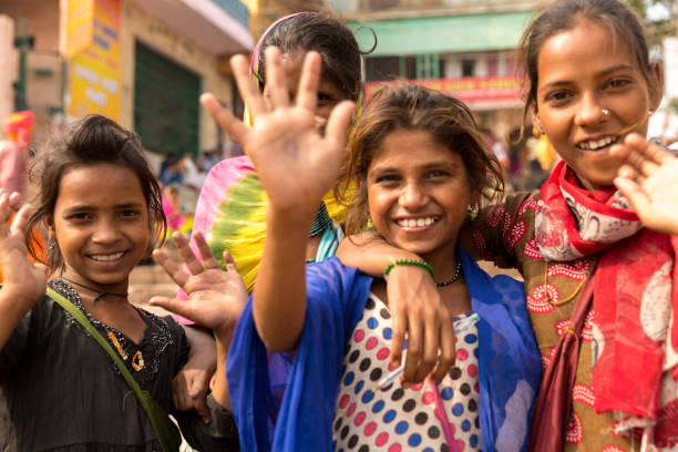 istock Group of happy gypsy indian children (Family) 808445402