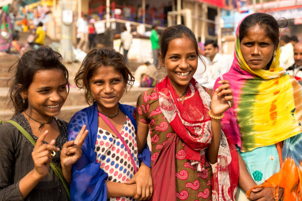 istock Group of happy gypsy indian children (Family) 808445404