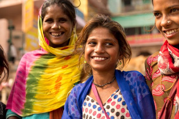 istock Group of happy gypsy indian children (Family) 808445418