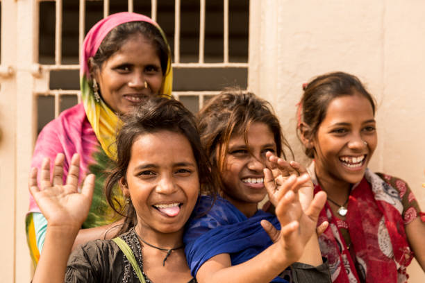 istock Group of happy gypsy indian children (Family) 808445454