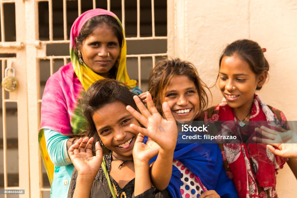 Group of happy gypsy indian children (Family) India Collection Child Stock Photo