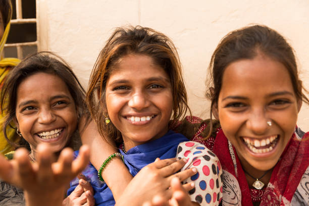 istock Group of happy gypsy indian children (Family) 808445584
