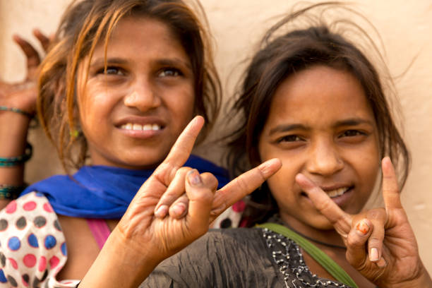 istock Group of happy gypsy indian children (Family) 808445606