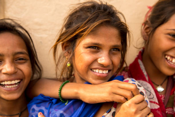 istock Group of happy gypsy indian children (Family) 808445612