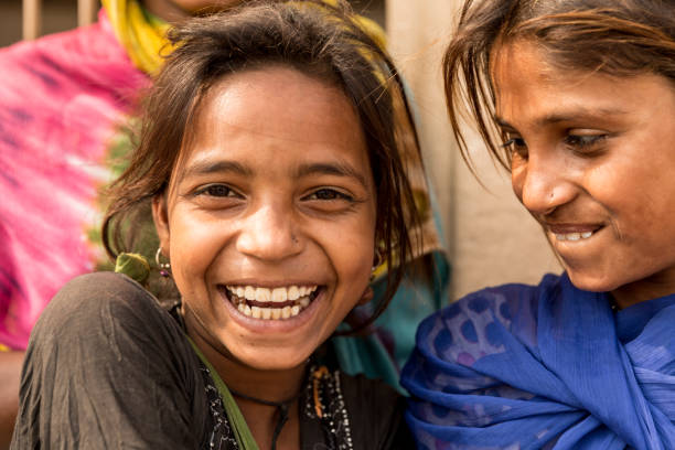 istock Group of happy gypsy indian children (Family) 808445622
