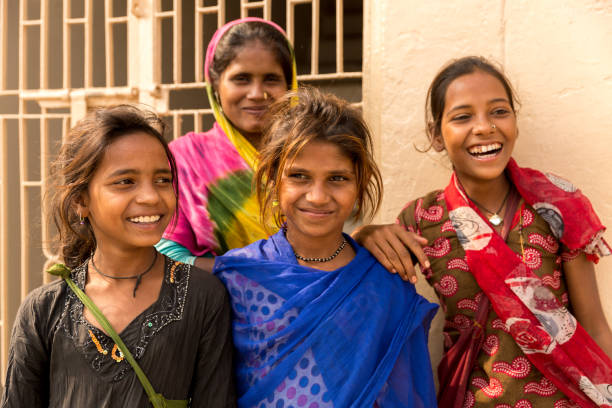 istock Group of happy gypsy indian children (Family) 808445638