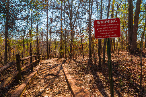 Footpath and thicket in Providence Canyon State Park, Georgia, USA