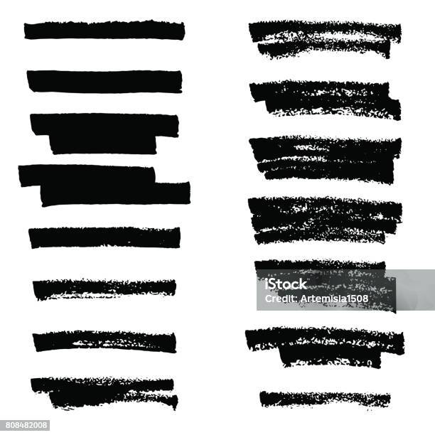 Vector Highlighter Brush Lines Hand Drawing Stock Illustration - Download Image Now - Highlighter, Felt Tip Pen, Black Color