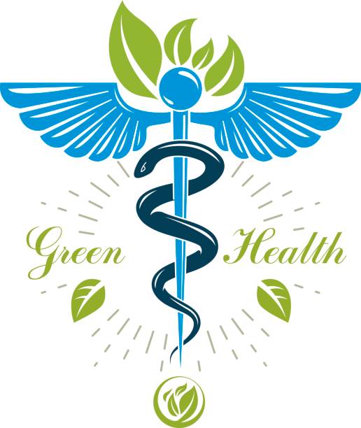 istock Aesculapius vector abstract icon, Caduceus symbol composed with bird wings for use in medical treatment. 808503312