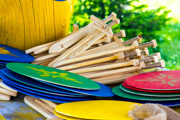 Children's wooden swords and shields for training