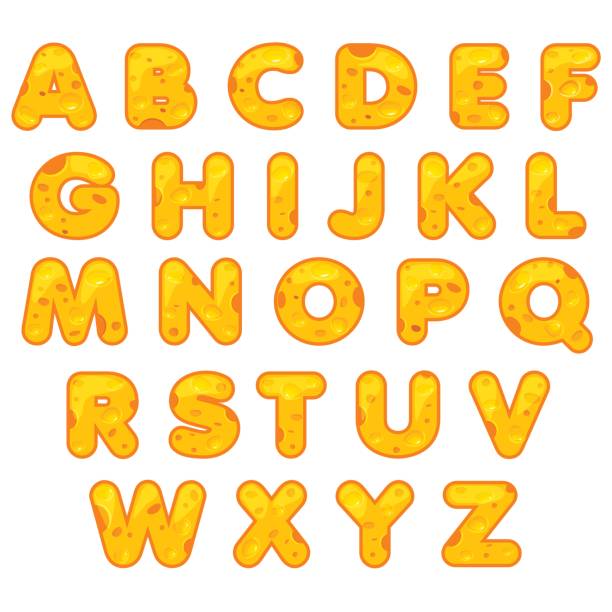 istock Stylized cute alphabet. Cartoon Cheese letters to make your own text 808530894